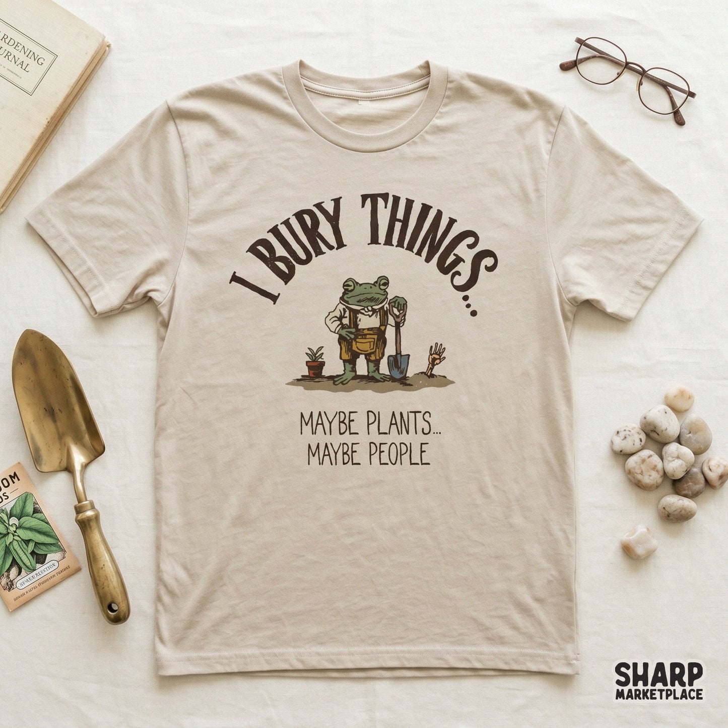Funny frog graphic with dark humor sarcasm text for spooky season retro shirt designs