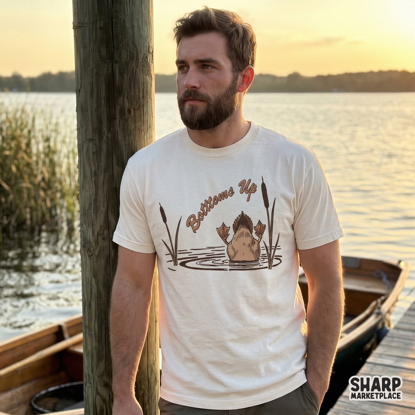 Funny bottoms up duck shirt graphic digital PNG for lake tee apparel and sublimation printing