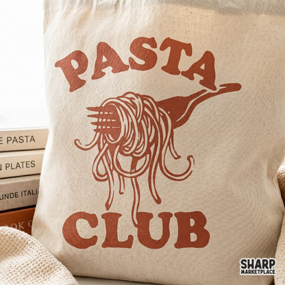 Playful Pasta Club PNG design with a saucy noodle aesthetic, designed for high-quality sublimation, DTF transfers, and creative food-themed merchandise.