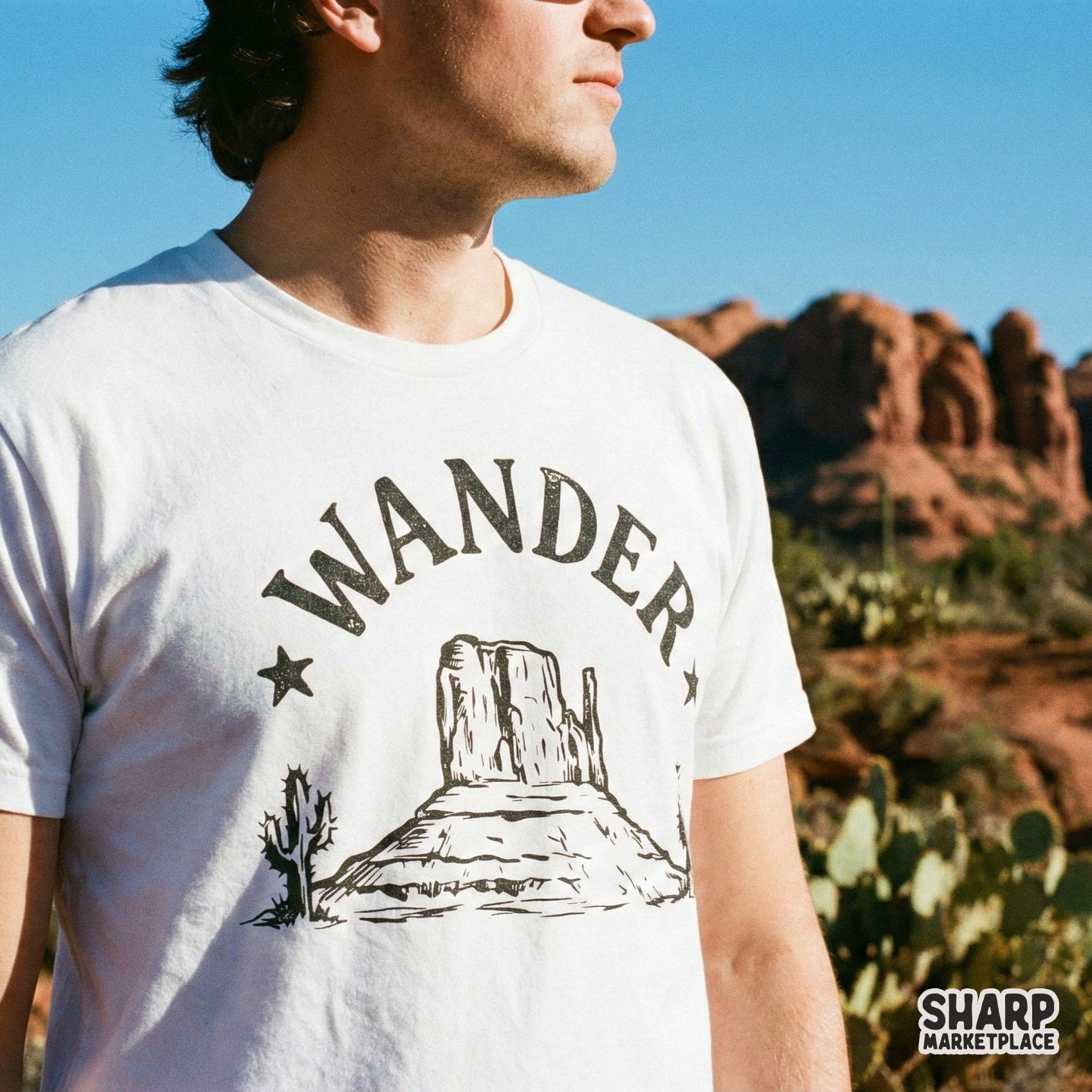 Wander PNG, Vintage Desert Cactus Graphic - 300 DPI Design for T-Shirt