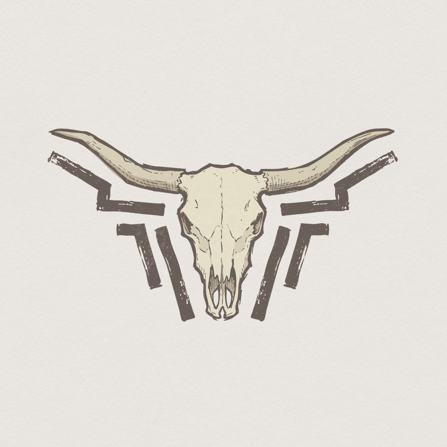 Longhorn Skull PNG, Western Boho Wall Art - 300 DPI Design for T-Shirt