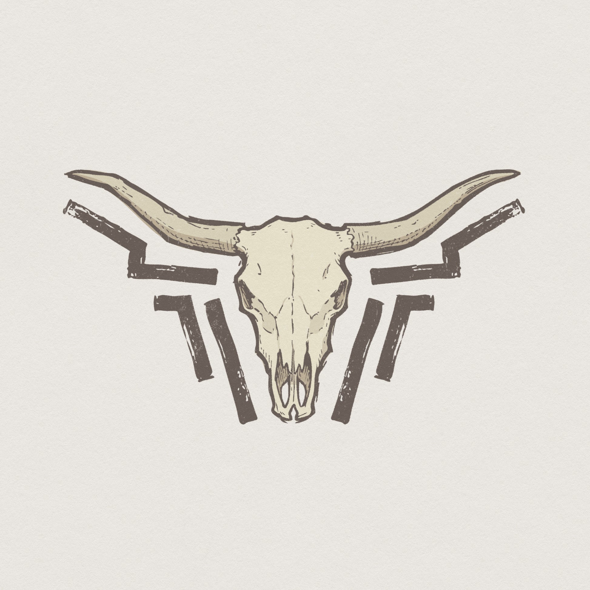 Longhorn Skull PNG, Western Boho Wall Art - 300 DPI Design for T-Shirt