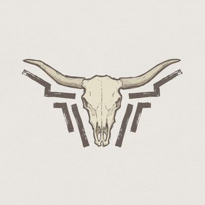 Longhorn Skull PNG, Western Boho Wall Art - 300 DPI Design for T-Shirt