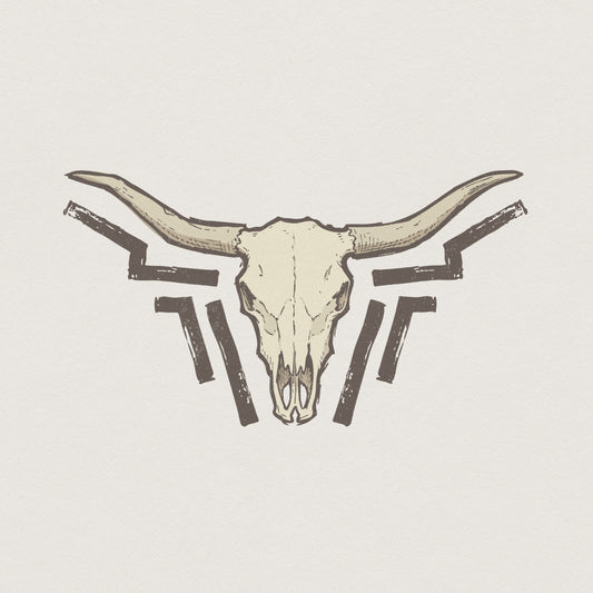 Longhorn Skull PNG, Western Boho Wall Art - 300 DPI Design for T-Shirt