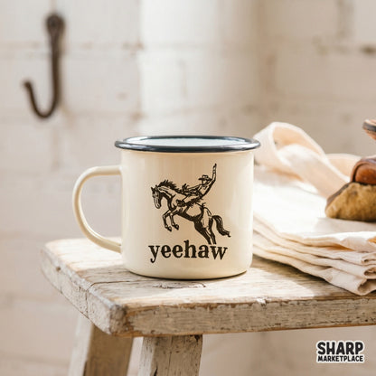 Digital download featuring a distressed western graphic of a rodeo rider on a bucking horse with Yeehaw typography, ideal for custom t-shirt printing.