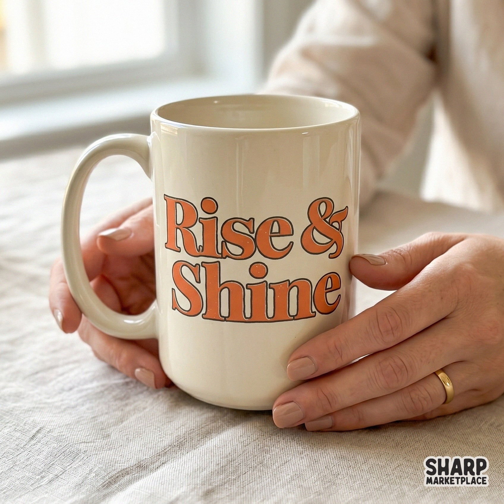 Rise and Shine retro wavy typography PNG for trendy Y2K aesthetic apparel and positive inspirational quote shirts