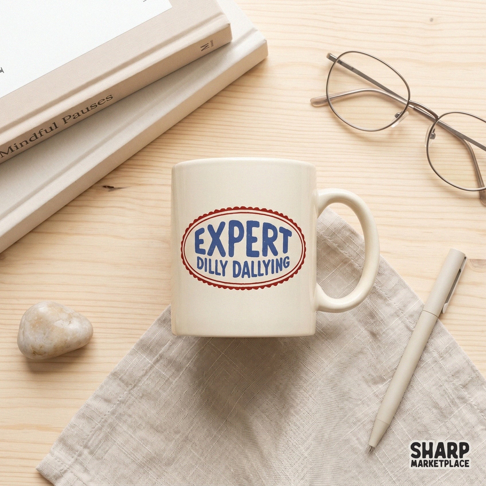 Retro stamp style Expert Dilly Dallying sarcastic PNG for funny lazy day stickers and trendy apparel sublimation