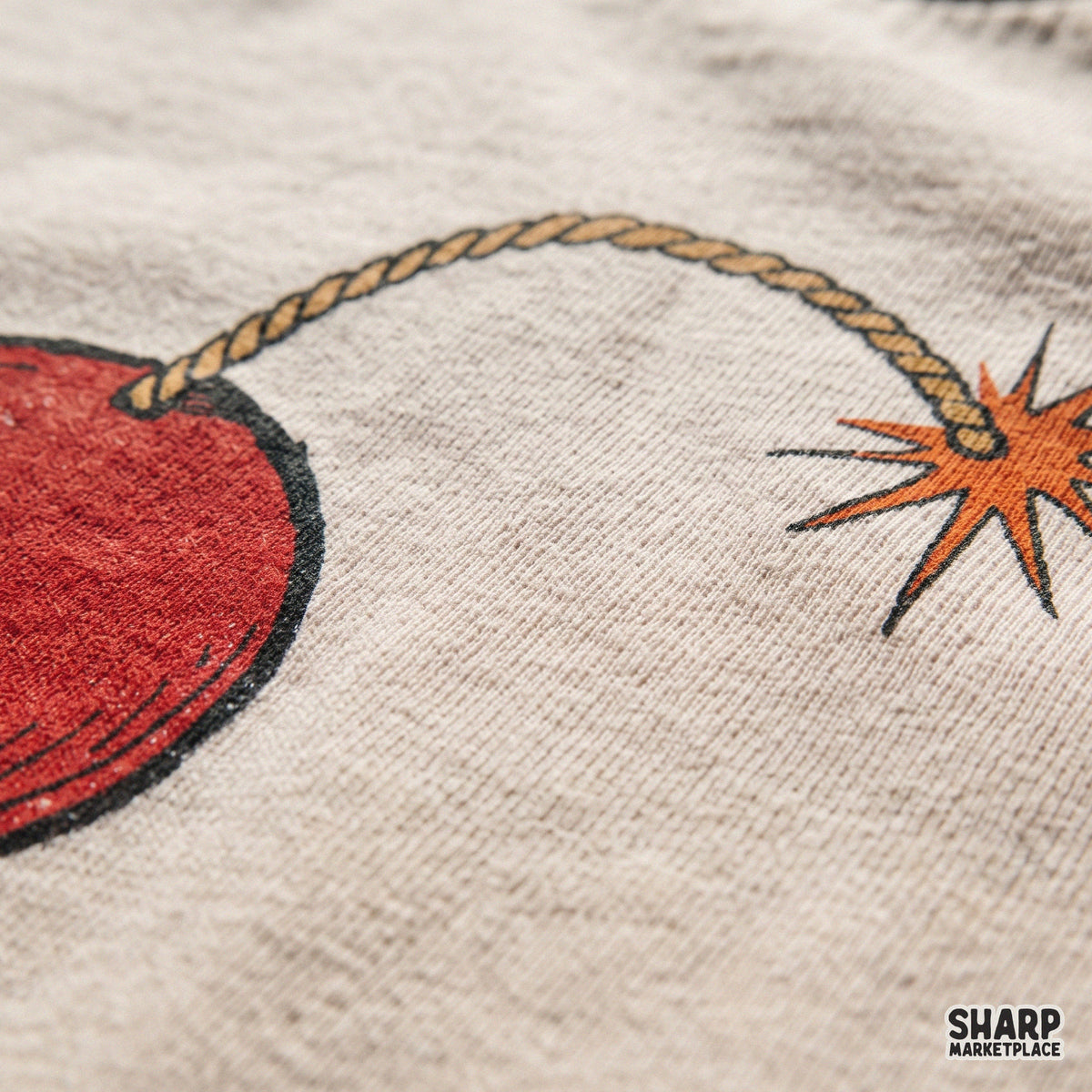 Vintage Red Cartoon Bomb Burning Fuse Print, Funny PNG