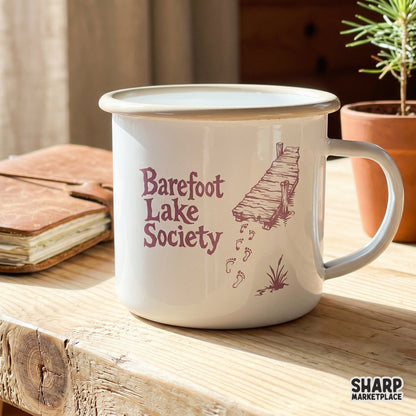 Barefoot Lake Society vintage summer beach dock PNG for retro coastal pier camping t-shirts and lake life apparel design
