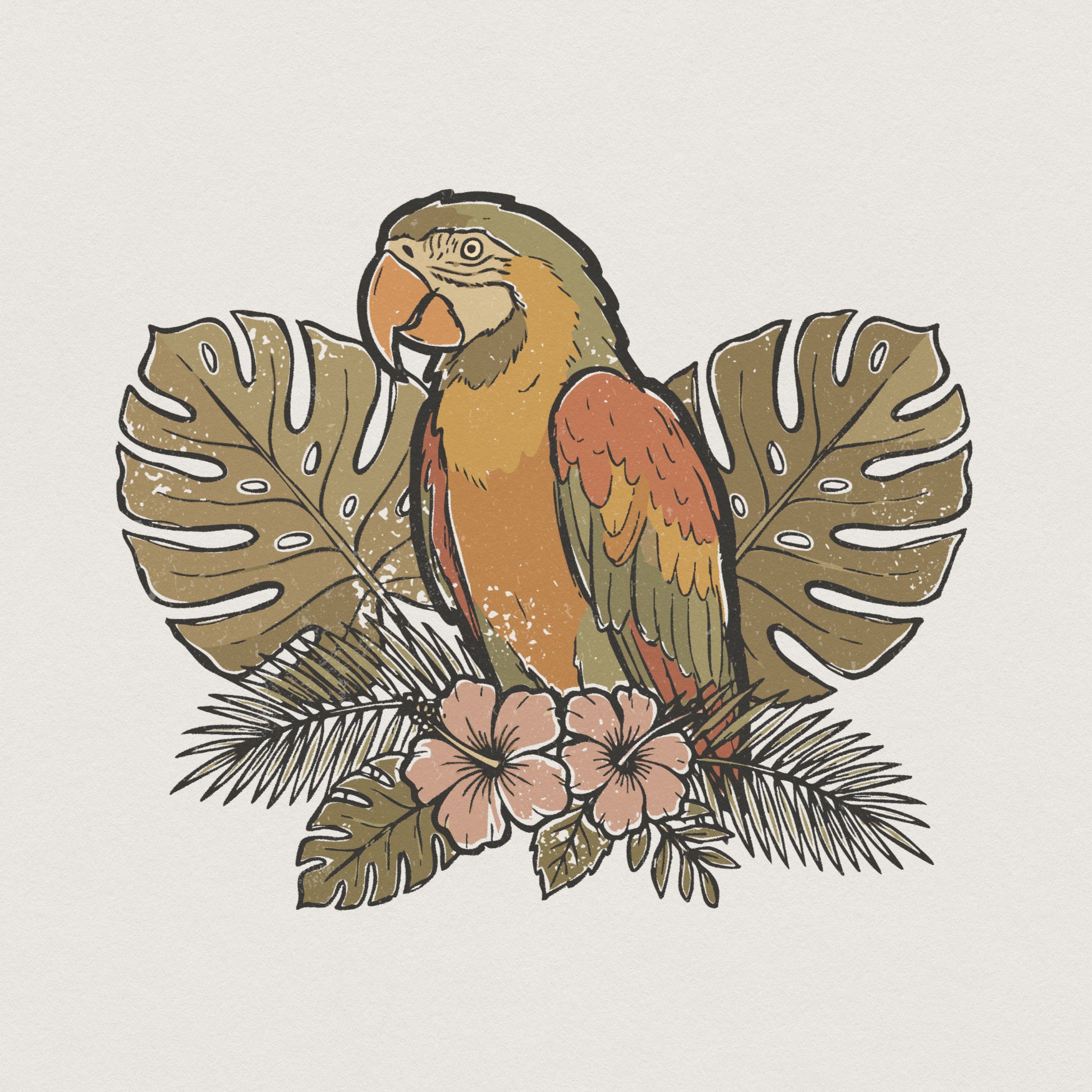 Tropical Parrot PNG, Jungle Bird Digital Download - 300 DPI Design for