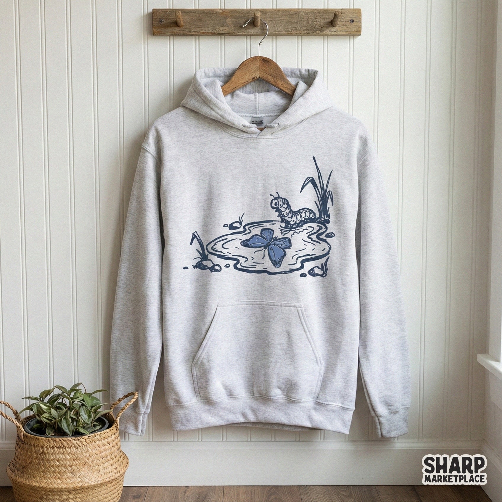 Caterpillar and Butterfly PNG, Transformation Art Print - 300 DPI Design