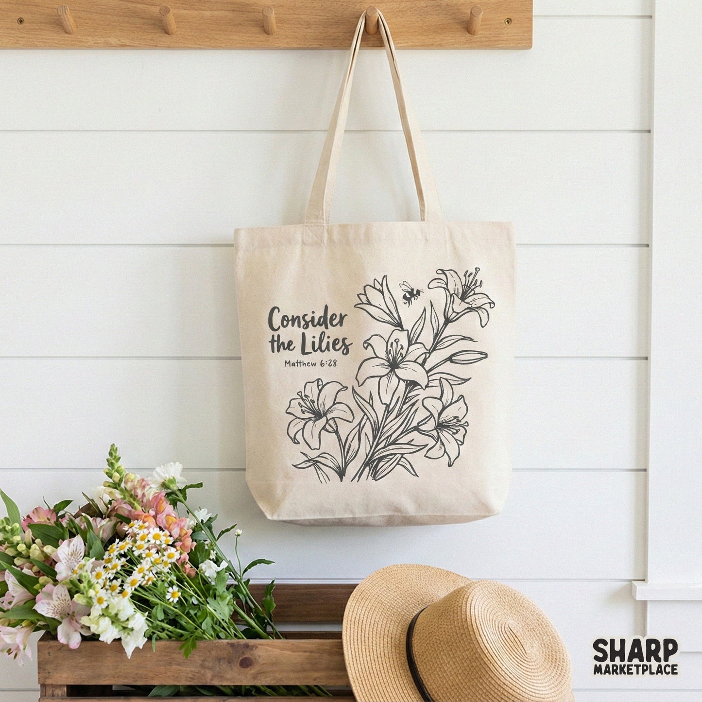 Consider the Lilies PNG, Matthew 6:28 Bible Verse Shirt Design - 300 DPI