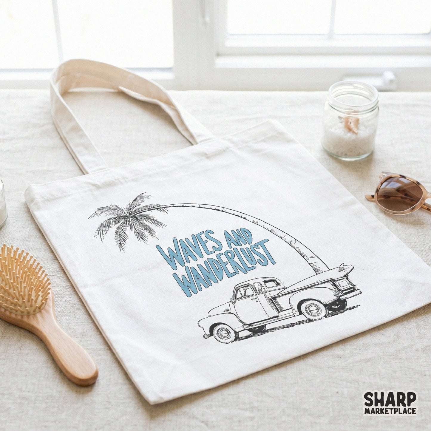 Retro waves and wanderlust vintage truck with surfboard retro summer beach shirt design