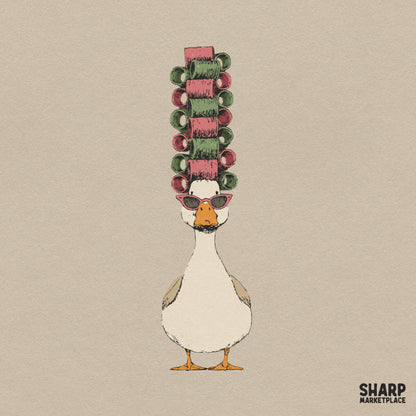 Sassy goose wearing pink sunglasses and hair curlers funny retro spa day PNG design for sublimation