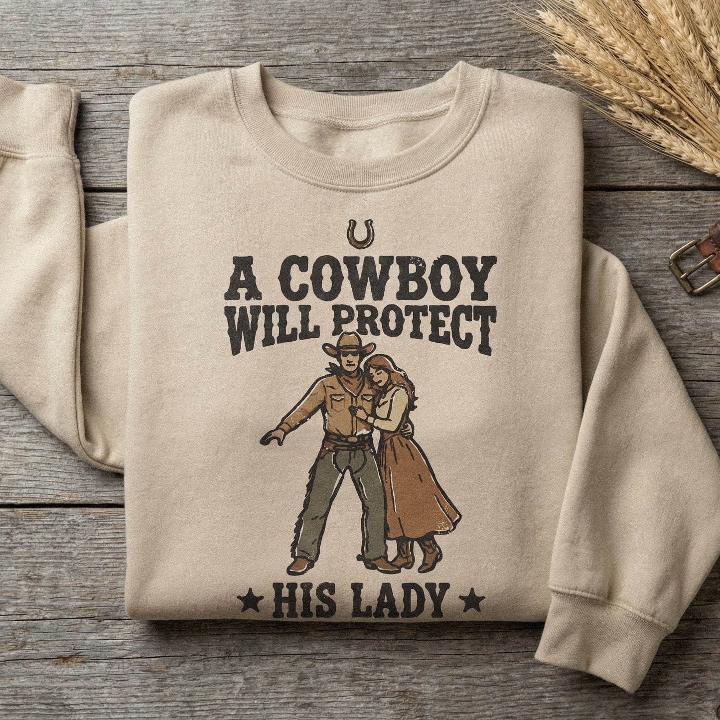 A Cowboy Will Protect His Lady PNG, Western Couple Design - 300 DPI