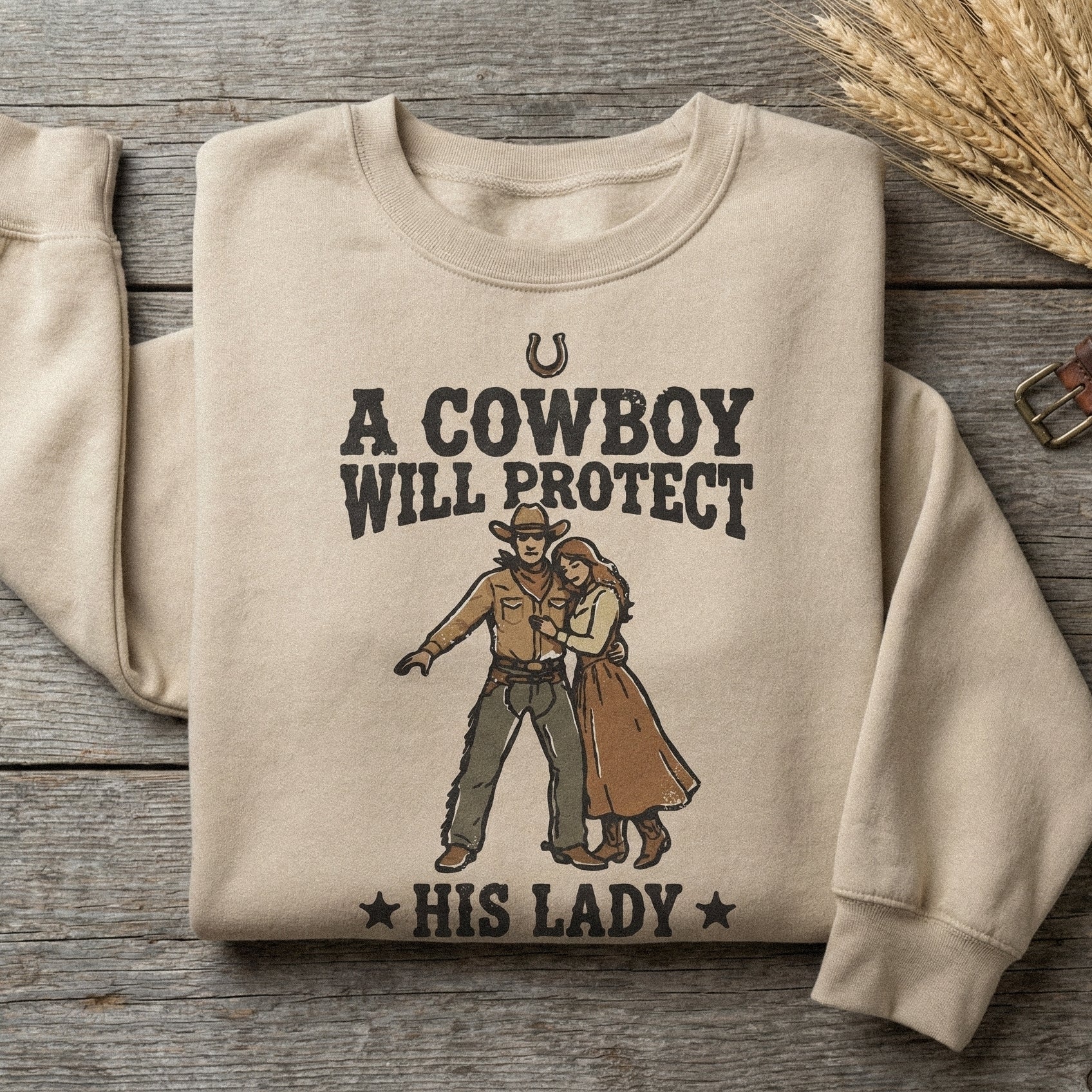 A Cowboy Will Protect His Lady PNG, Western Couple Design - 300 DPI
