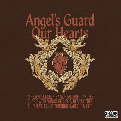 Gothic angel and anatomical heart Christian PNG design for vintage religious shirts and DTF apparel printing