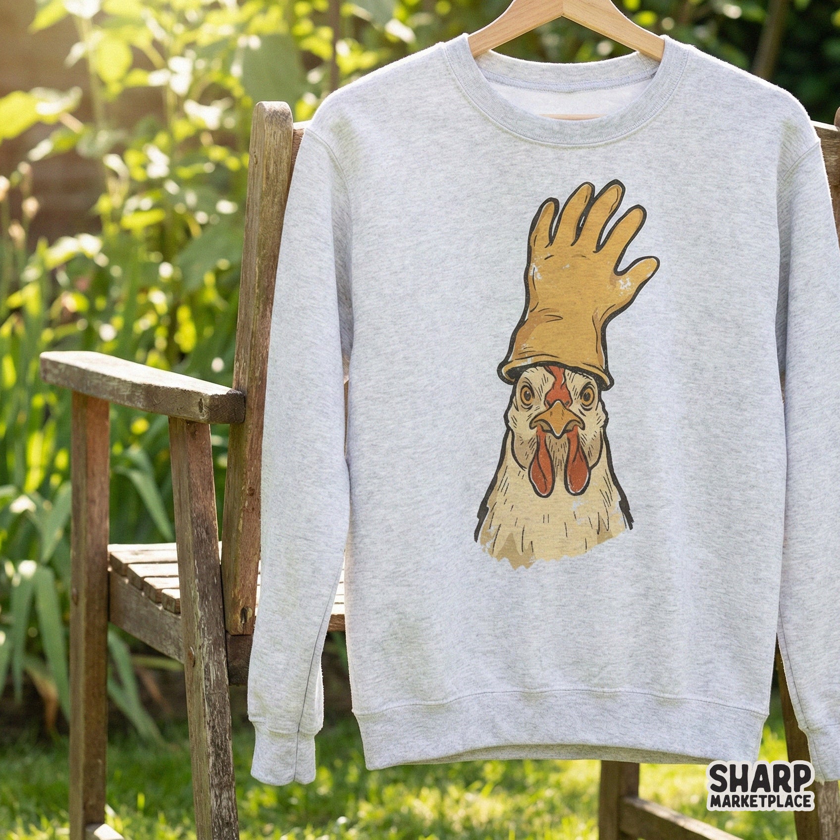 Funny Chicken With Glove Hat PNG, Farm Animal Humor - 300 DPI Design for