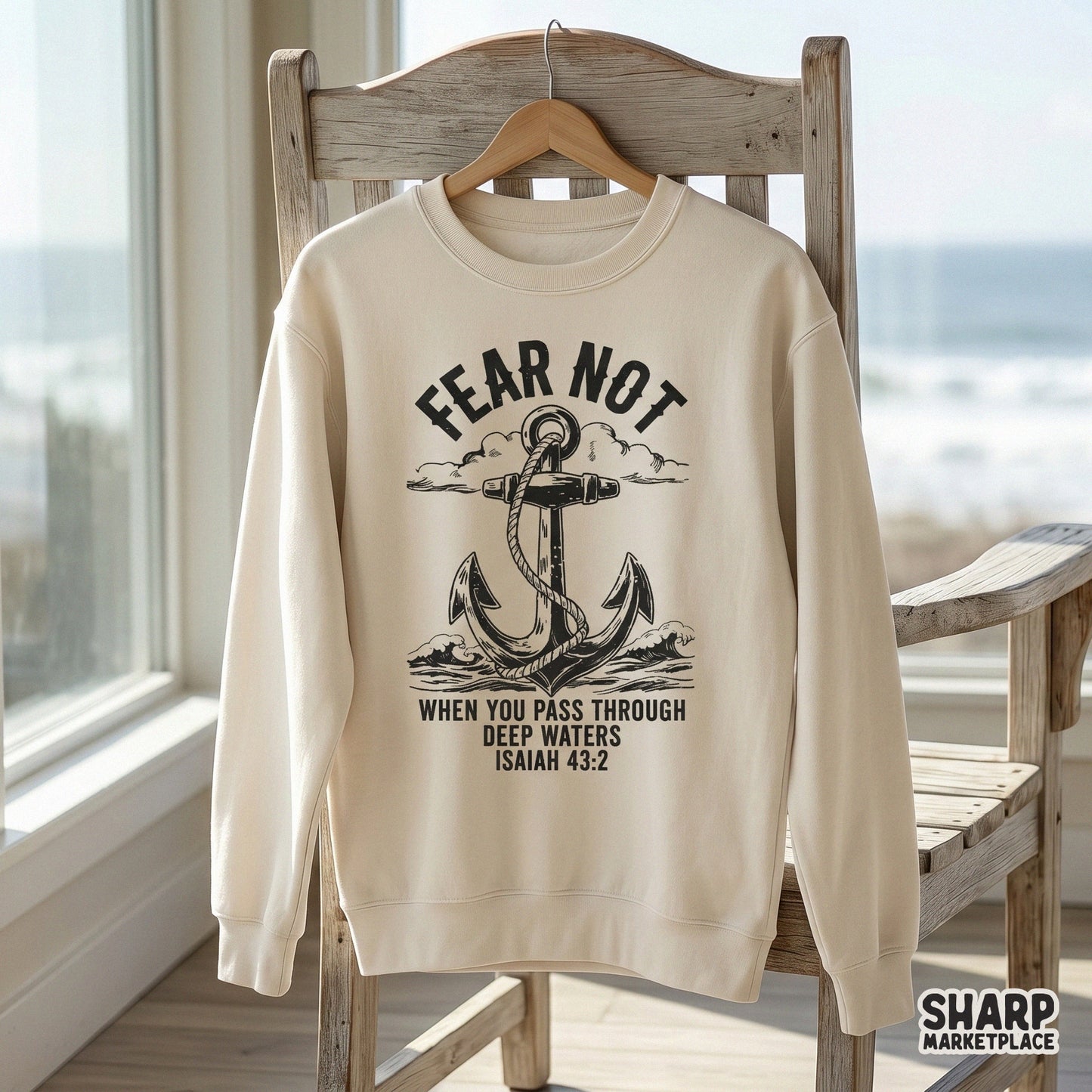 Retro Isaiah 43 2 Christian sublimation design with a faith theme for trendy shirts and anchor graphics