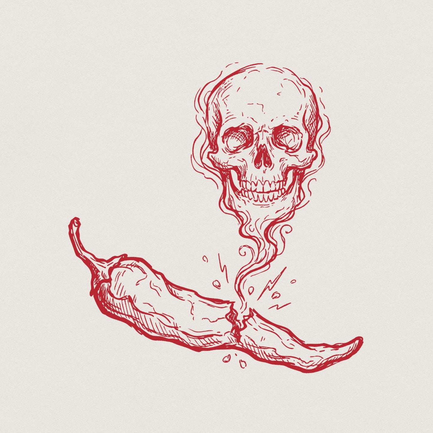 Spicy Skull PNG, Hot Pepper Skeleton Art - 300 DPI Design for T-Shirt