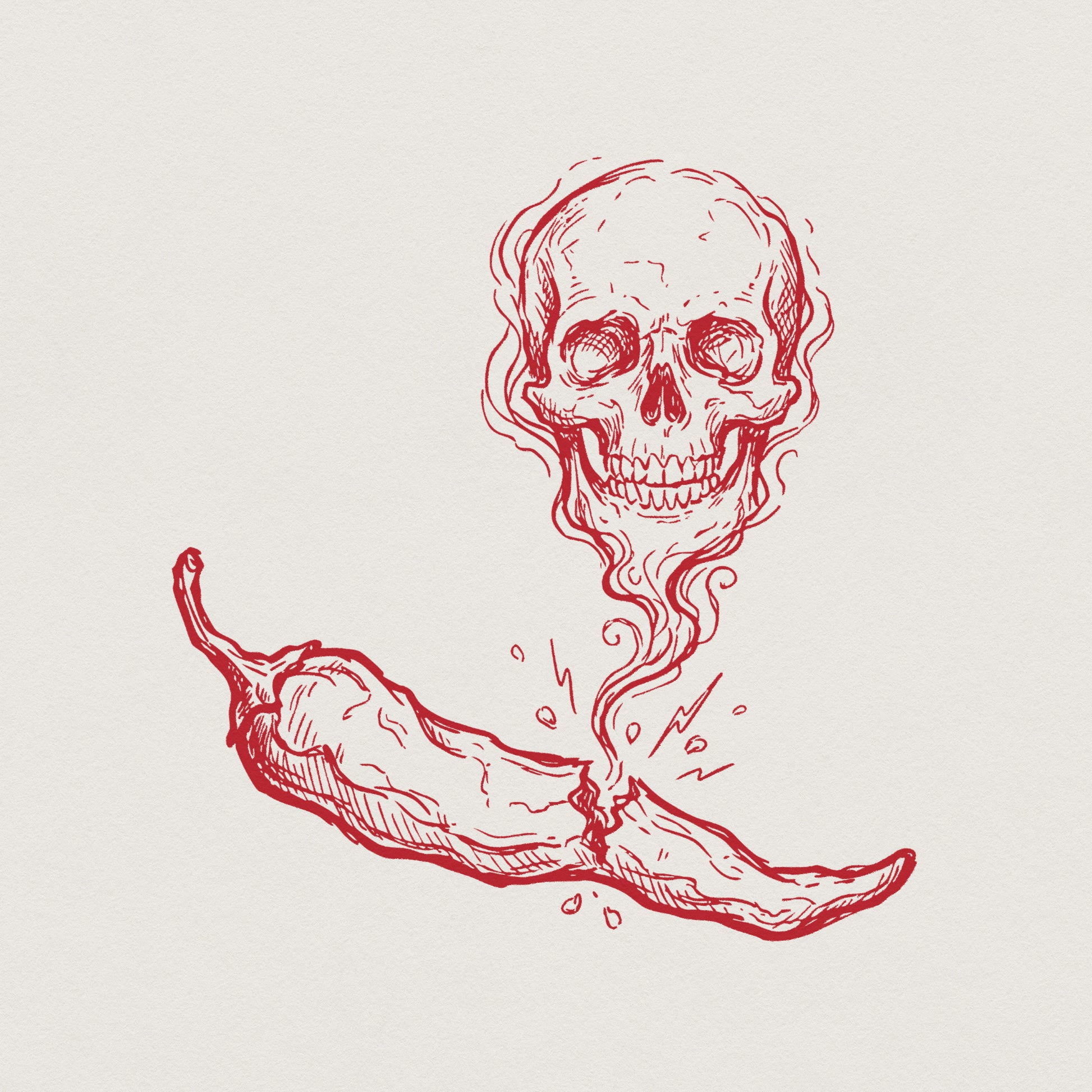 Spicy Skull PNG, Hot Pepper Skeleton Art - 300 DPI Design for T-Shirt