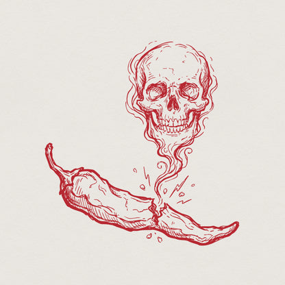 Spicy Skull PNG, Hot Pepper Skeleton Art - 300 DPI Design for T-Shirt