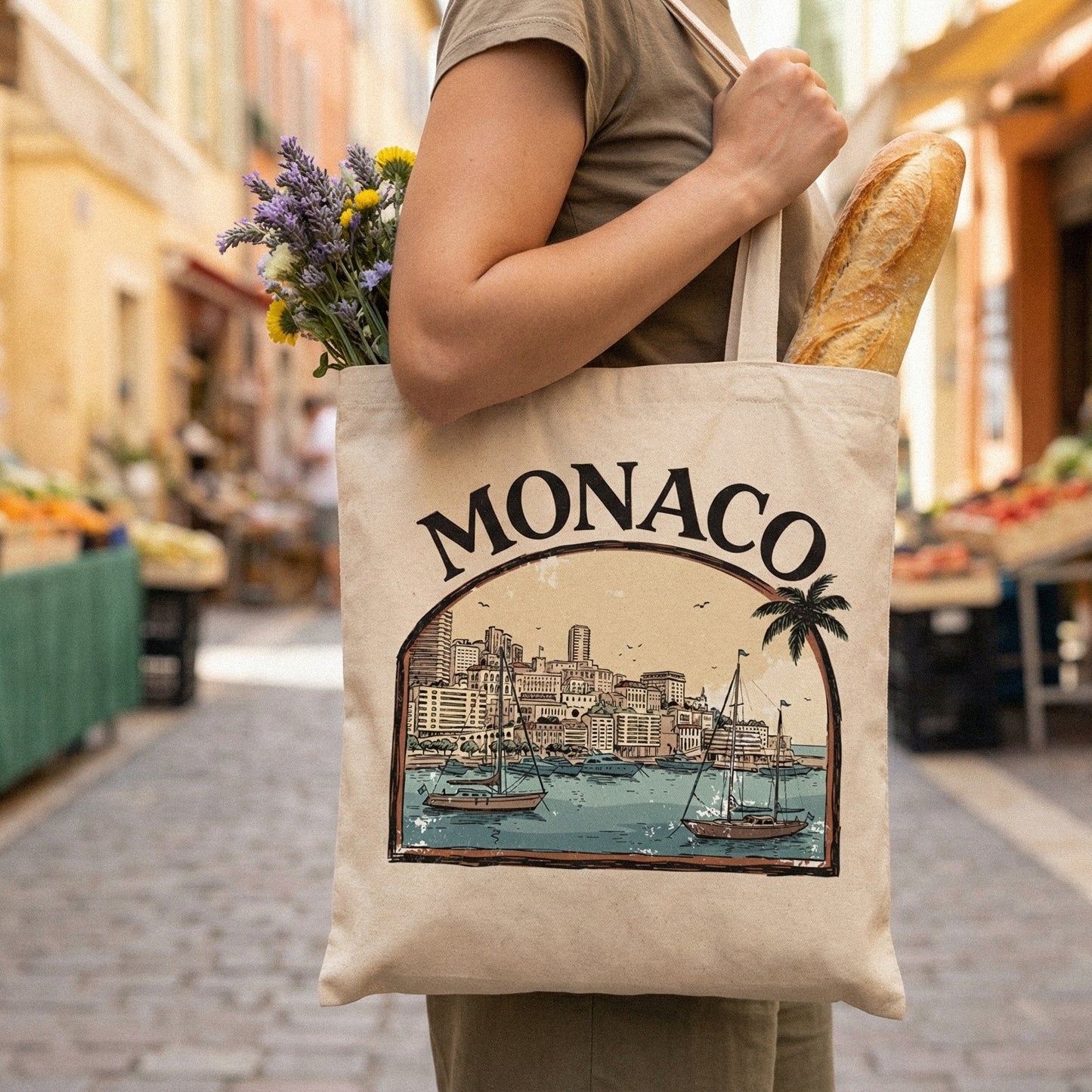 Monaco PNG Vintage Travel Shirt, Retro Monaco Skyline T-Shirt - 300 DPI