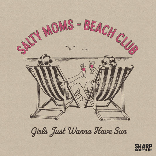 Retro retro women salty moms beach club summer png design for a funny mothers day girls trip shirt