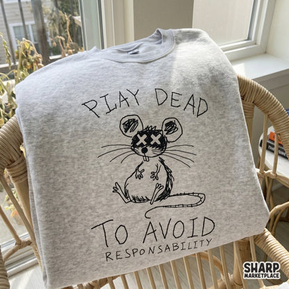 Funny sarcastic mouse sketch design with handwritten typography, perfect for custom t-shirts, stickers, and DIY projects with a retro y2k aesthetic.