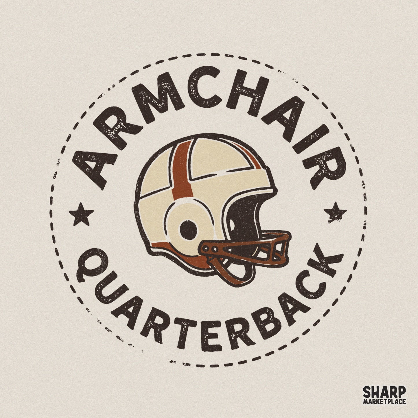 Armchair Quarterback PNG, Vintage Football Helmet Design - 300 DPI Design
