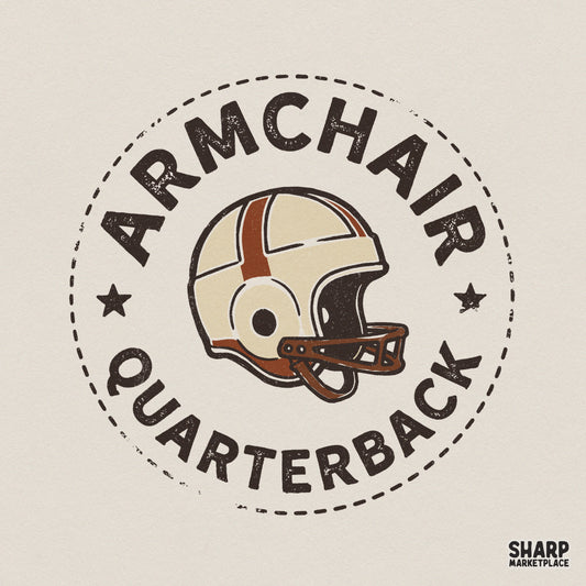 Armchair Quarterback PNG, Vintage Football Helmet Design - 300 DPI Design