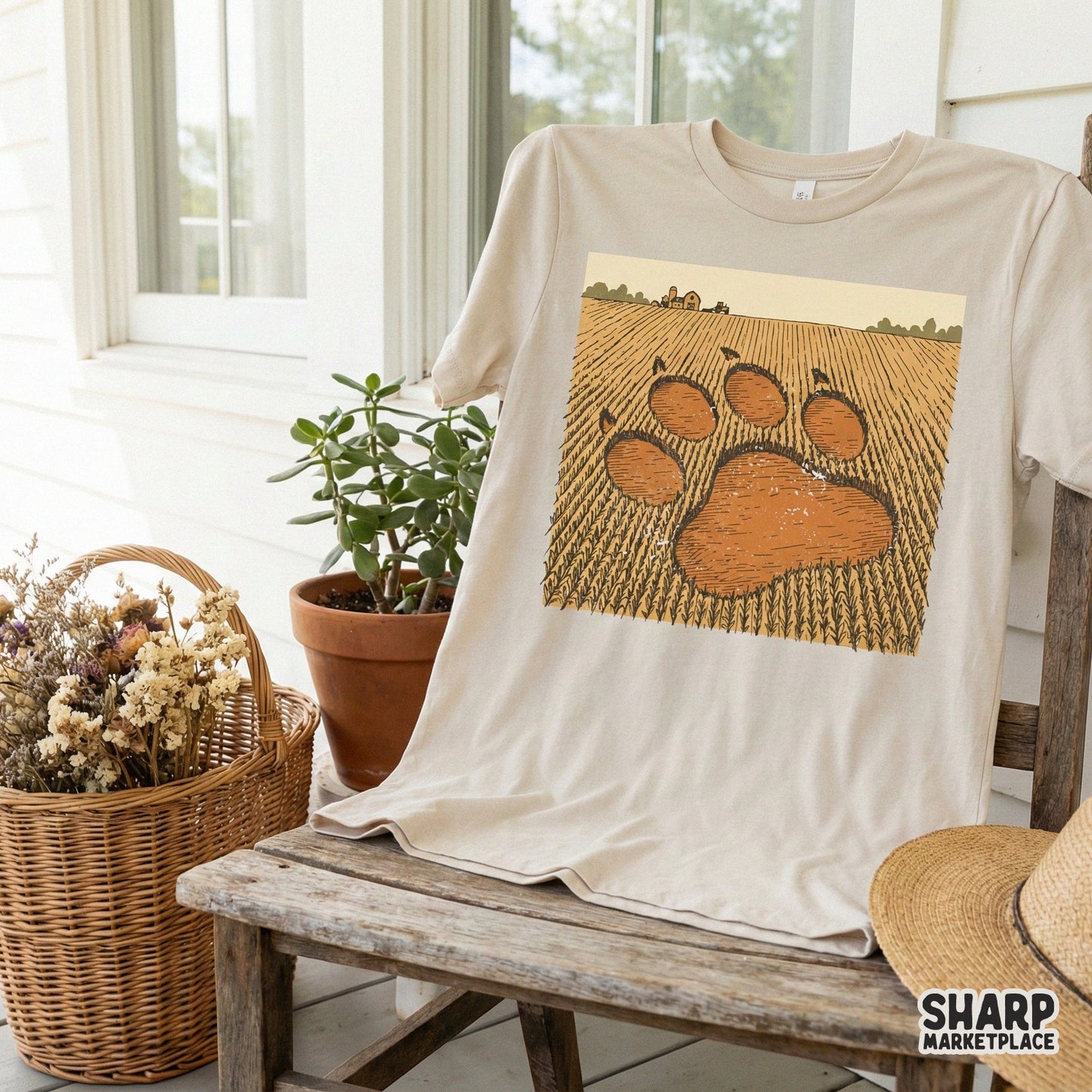 Paw Print In Farm Field PNG, Animal Lover Digital Graphic - 300 DPI