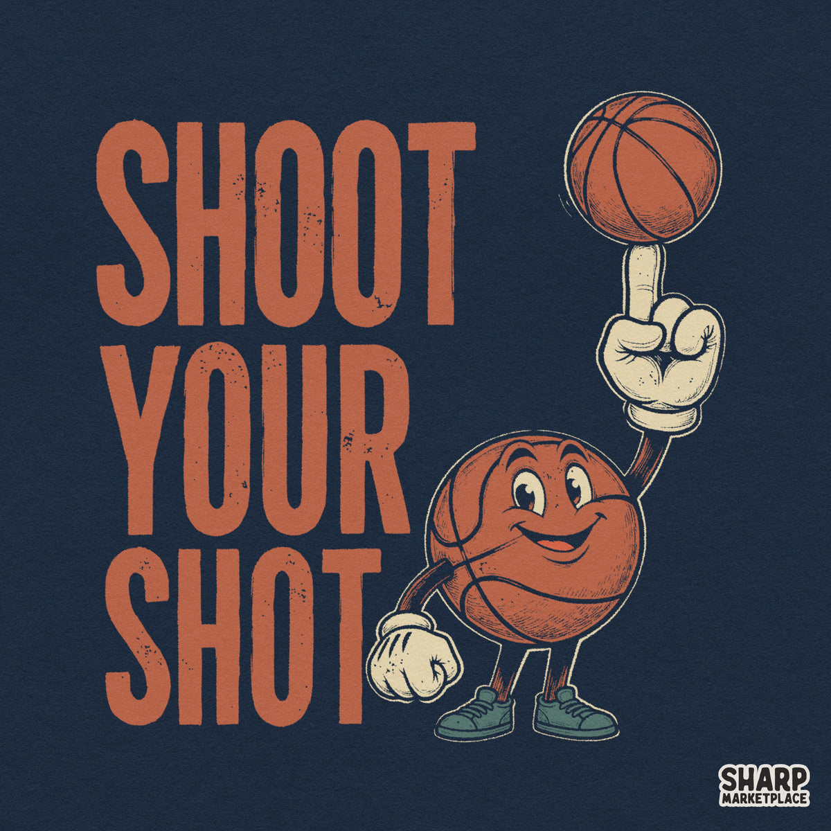 Shoot Your Shot retro basketball PNG design for game day shirts and basketball mom apparel