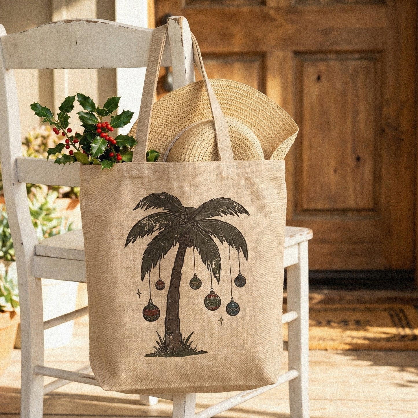 Palm Tree Christmas PNG, Holiday Beach Ornament Design - 300 DPI Design