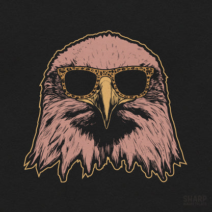 Cool eagle wearing leopard sunglasses retro patriotic png illustration for american t-shirt design
