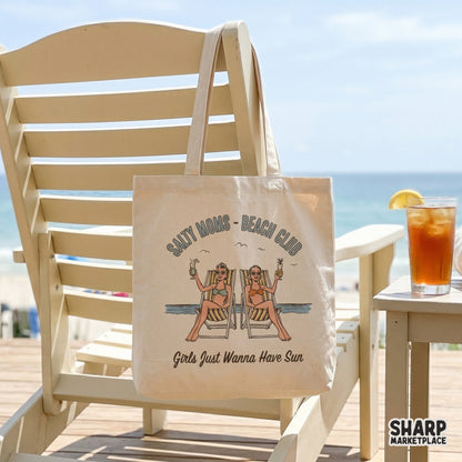 Retro Salty Moms Beach Club design for a trendy summer mama shirt sublimation png