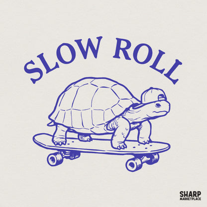 Slow Roll PNG, Turtle Skateboard Digital Design - 300 DPI Design for