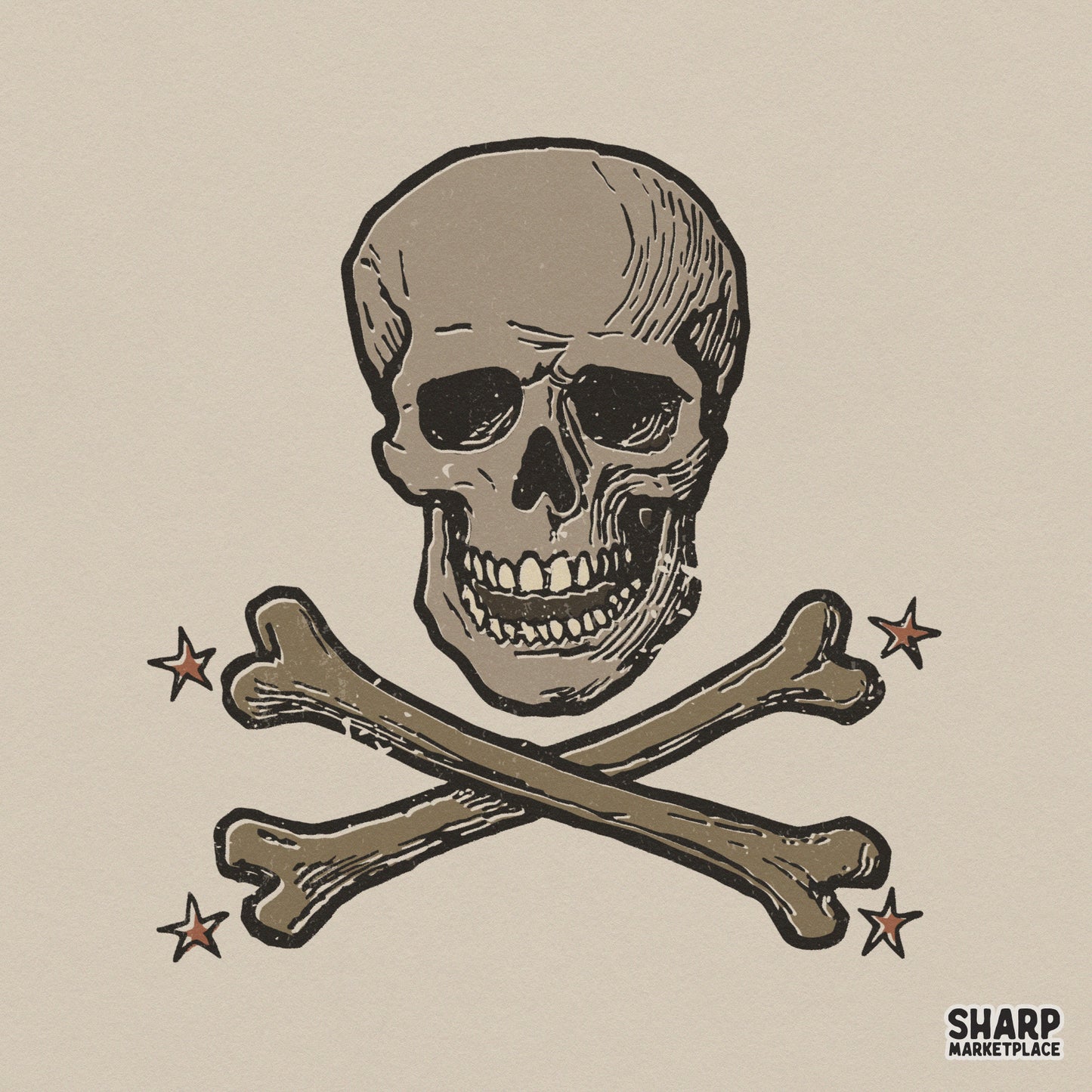 Skull And Crossbones, Halloween PNG - 300 DPI Design for T-Shirt