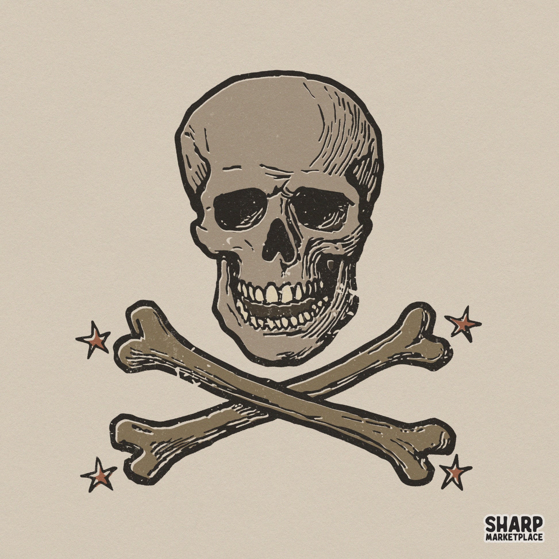 Skull And Crossbones, Halloween PNG - 300 DPI Design for T-Shirt