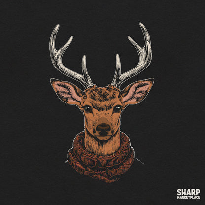 Cozy Forest Buck Deer In Turtleneck Sweater, Sublimation