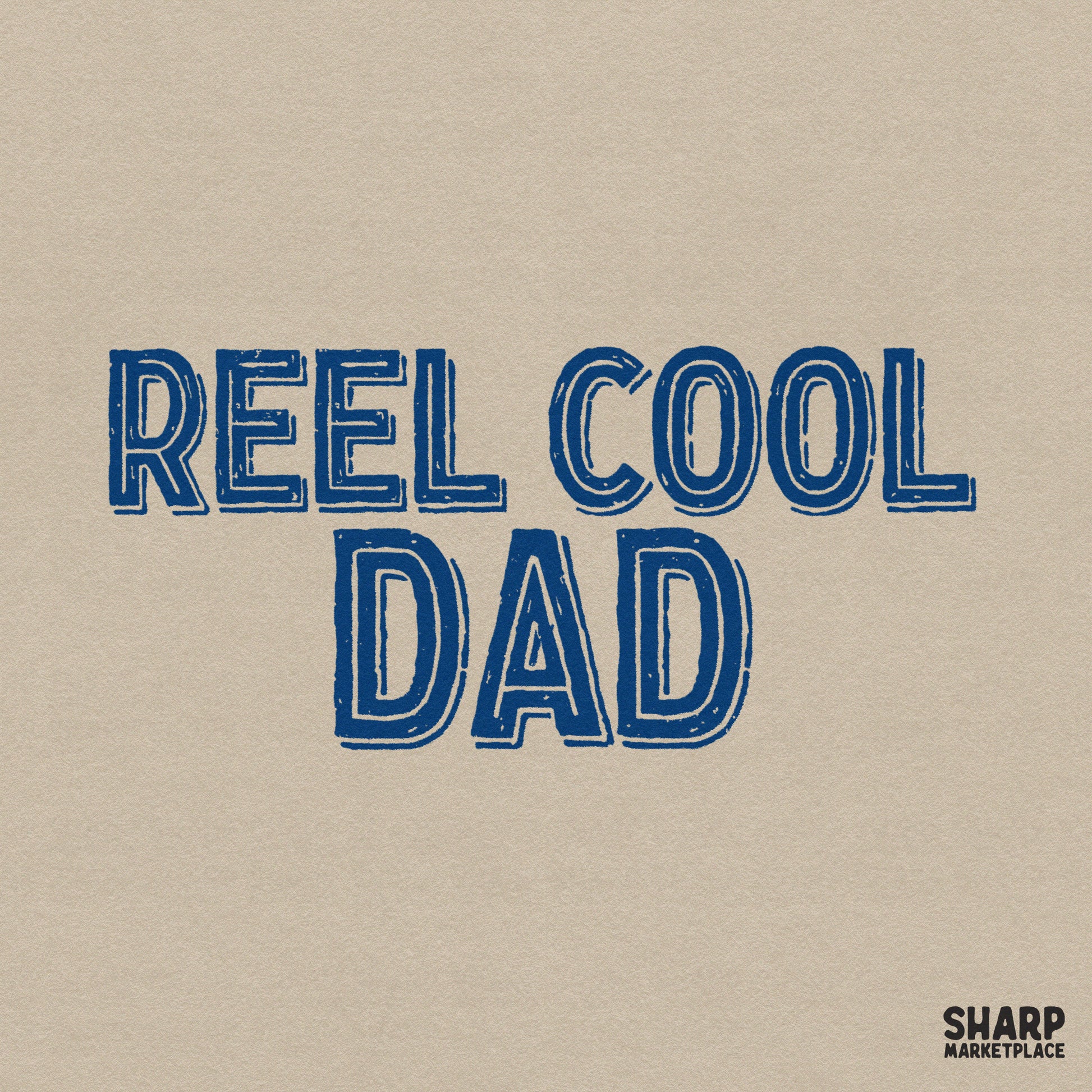 Reel Cool Dad blue typography nautical fishing PNG for Father’s Day shirts and summer beach vibes lake life sublimation