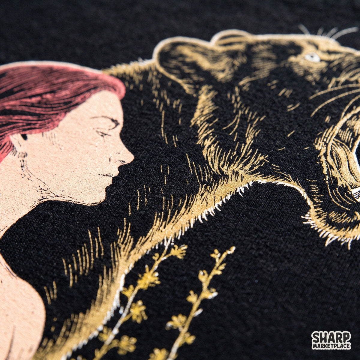 Fierce Woman With Roaring Panther Profile Art, Trendy