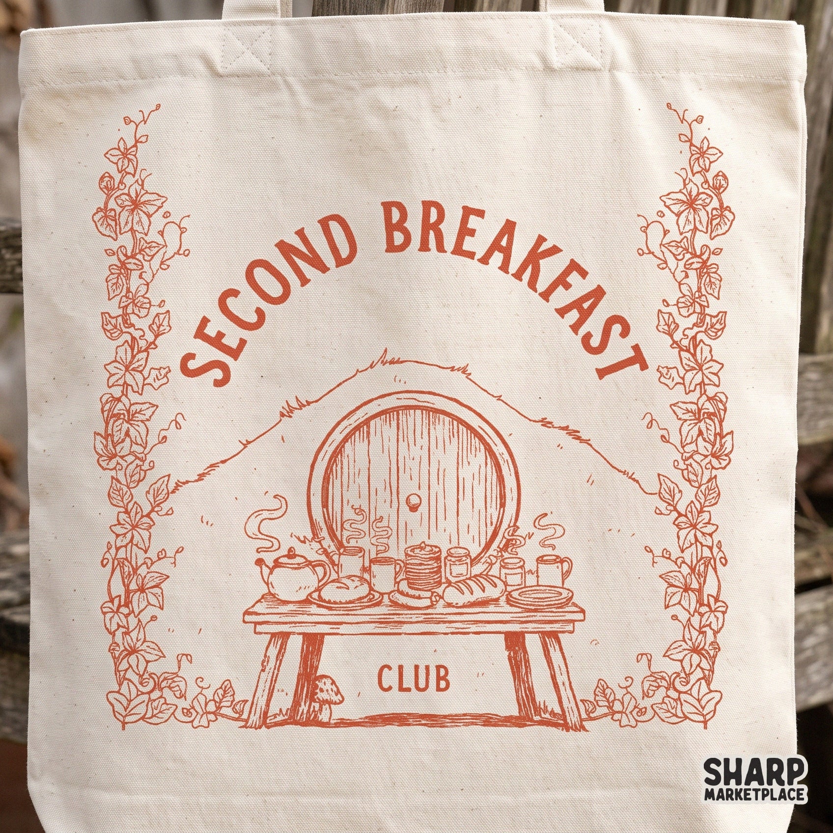 Second Breakfast Club trendy retro design for fantasy book lovers and cozy autumn apparel sublimation projects