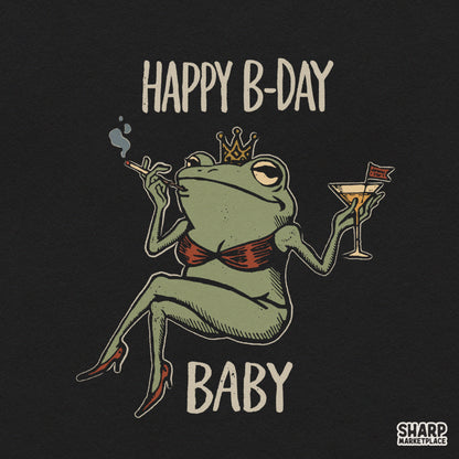 Funny bikini frog retro design for birthday t-shirts featuring a sarcastic animal meme PNG for print on demand