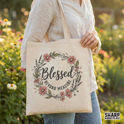 Blessed Beyond Measure PNG, Floral Wreath - 300 DPI Design for T-Shirt