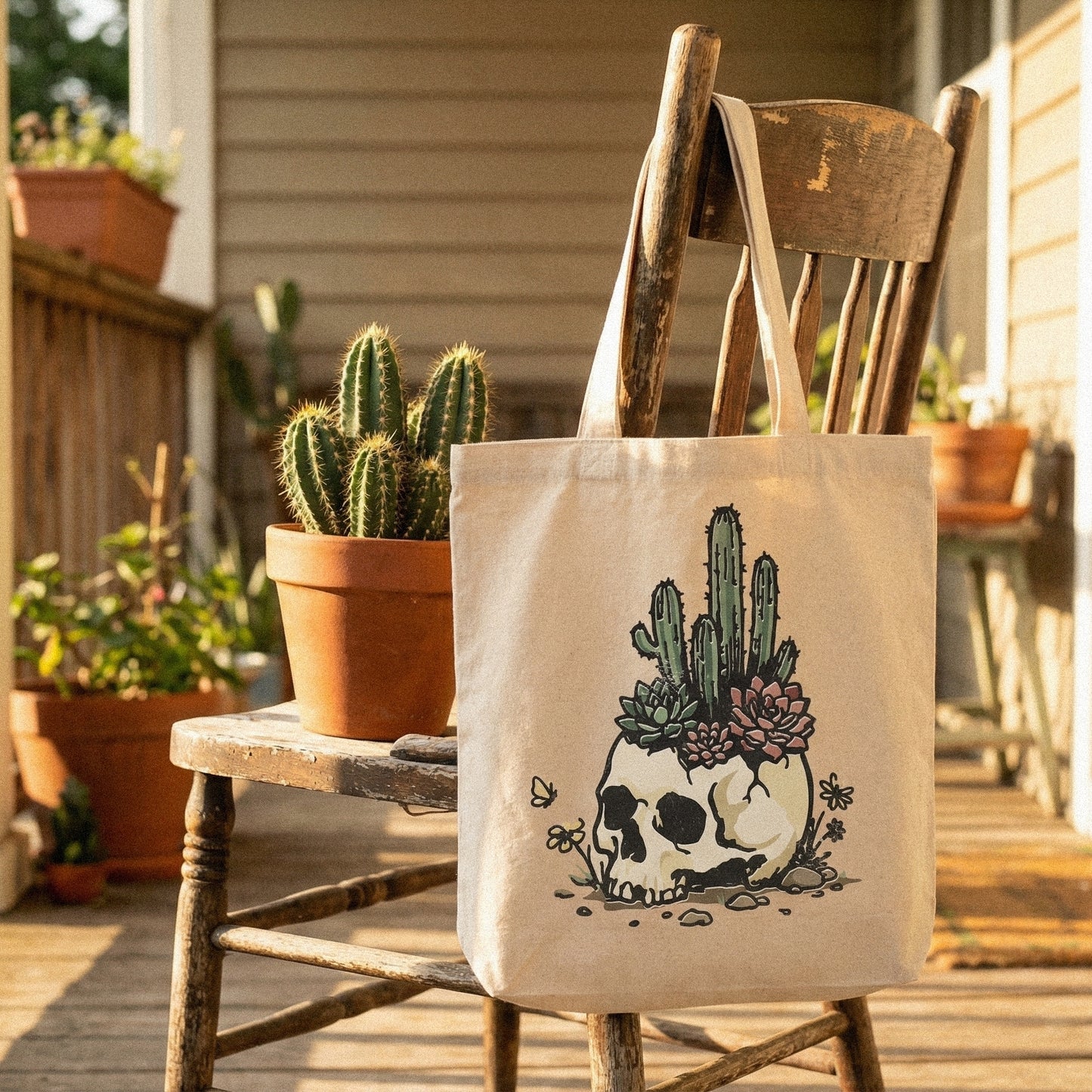 Desert Skull PNG, Succulent Cactus Clipart - 300 DPI Design for T-Shirt