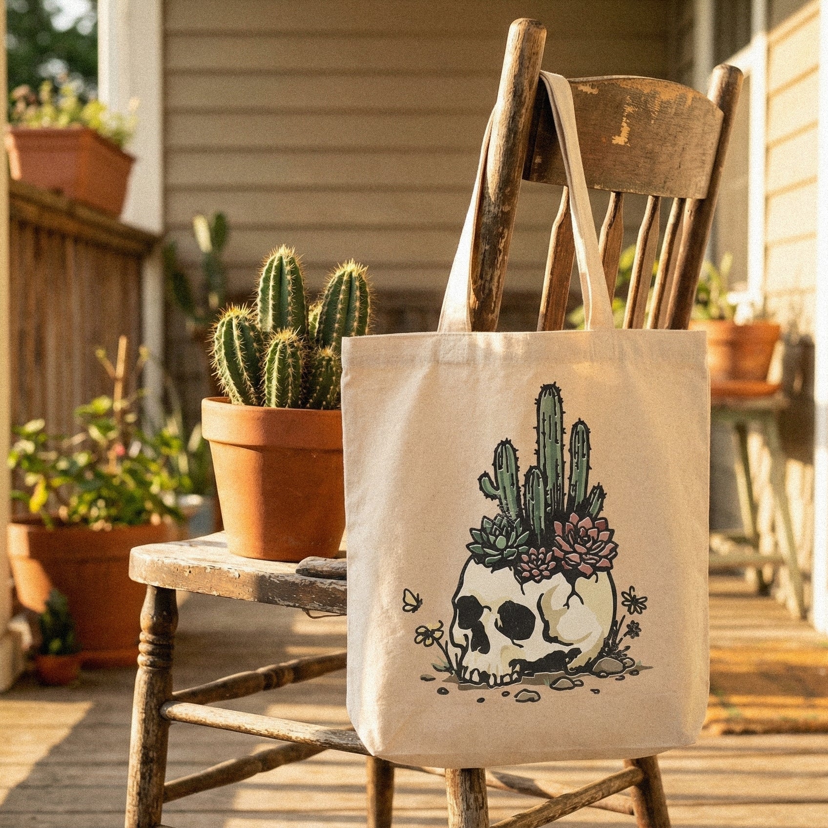 Desert Skull PNG, Succulent Cactus Clipart - 300 DPI Design for T-Shirt