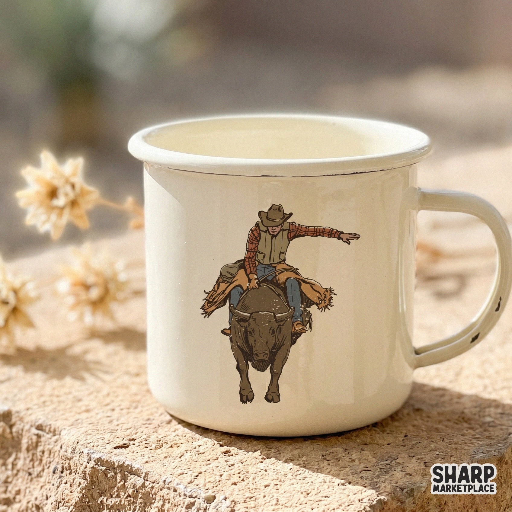 Detailed cowboy bull riding PNG graphic with a transparent background, perfect for print-on-demand western shirts and creative craft projects.