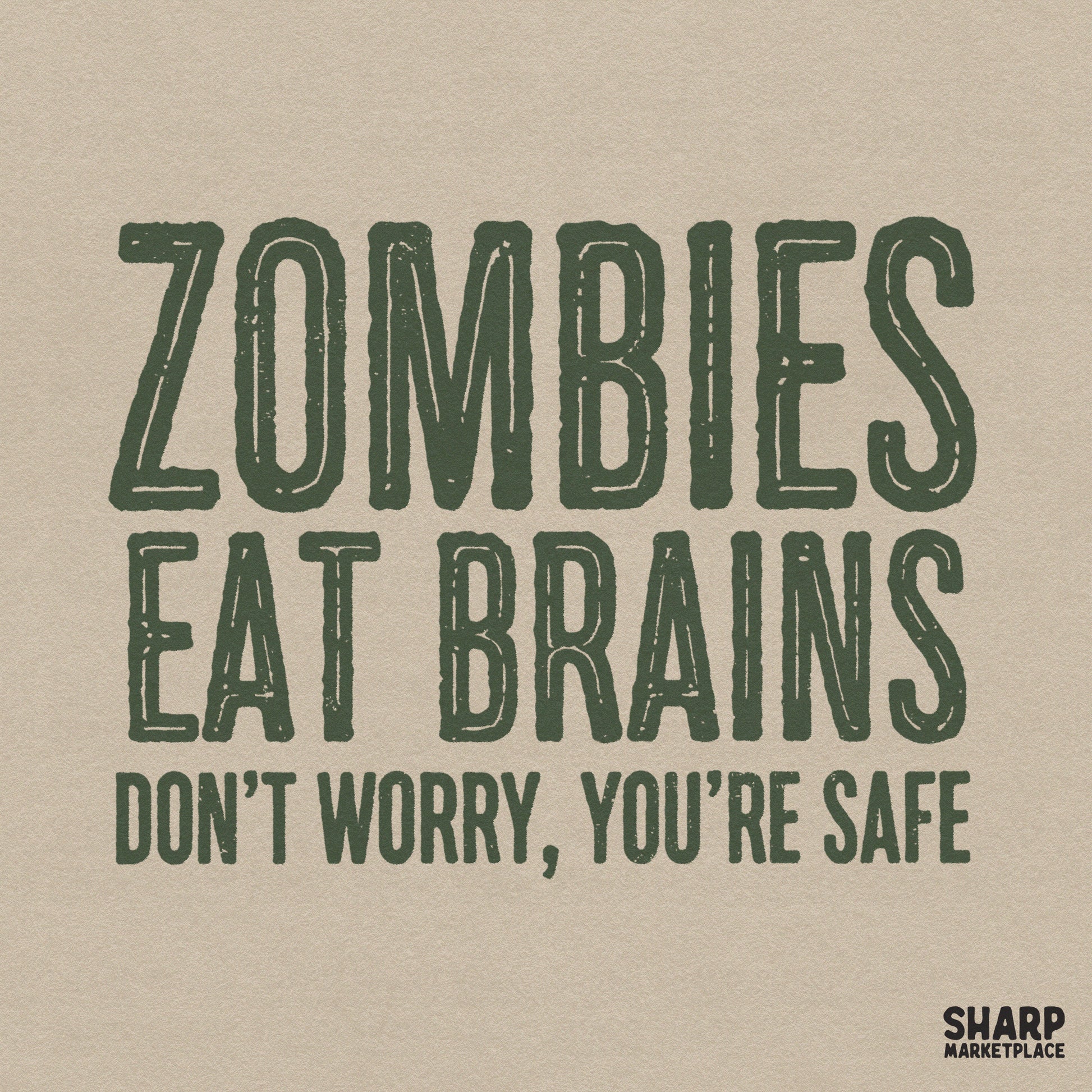 Retro zombies eat brains sarcastic quote digital PNG for funny Halloween sublimation shirts and snarky apparel designs