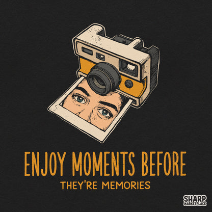 Vintage polaroid camera PNG design with inspirational quote for retro t-shirt sublimation
